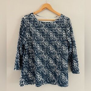 Coldwater Creek Blue and White Textured Top